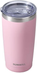 SUNWILL Travel Coffee Tumbler 20 oz, Insulated Mug with Lid, Stainless Steel Cup for Hot and Cold Drinks, Powder Coated Sakura