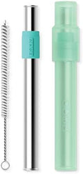 Zoku Jumbo Reusable Metal Straw with Case, Collapsible Travel Straw - Teal