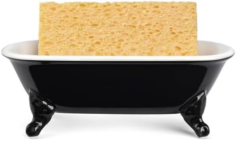 6.5" Ceramic Mini Clawfoot Bathtub Soap Dish,Bar Soap Holder,Black