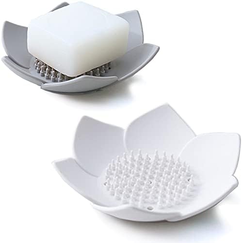 2 Pack Silicone Soap Tray Dishes Soap Holder Saver Draining Bathroom Shower Sink Bathtub