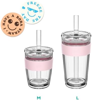 KeepCup Cold Cup - Longplay Double wall Glass Ice Coffee Tumbler with Lid and Straw - 12oz (340ml) - Pashmak