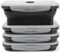 Collapsible Silicone Food Storage Containers Set with Lid & Air Vent,Foldable Lunch Containers(4PCS,Black,27oz)