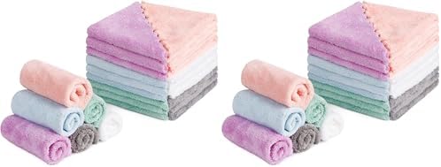 HOMEXCEL Premium Makeup Remover Cloth 48 Pack, Reusable Super Soft 7 x 7 Inch Facial Cleansing Cloths with Just Water, Highly Absorbent Microfiber Coral Velvet Face Towels Washcloths