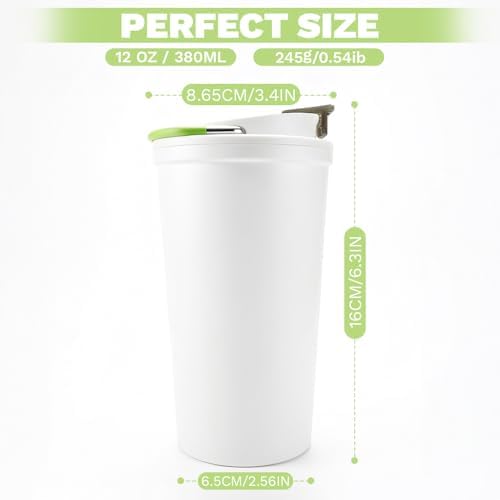 SPLMIFA Travel coffee mugs leak-proof, reusable coffee cup with lid, stainless steel vacuum insulated coffee tumblers, thermal insulation cups for men & women keep drinks hot & cold (6th-White, 12OZ)