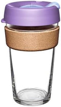 KeepCup Brew Cork, Reusable Glass Tumbler with Natural Cork, Grande Coffee Cup 16oz / 454ml - Moonlight