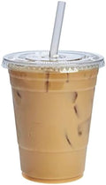 GUSTO 16 oz Clear Plastic Cups with Lids [50 Sets] Iced Coffee Cups