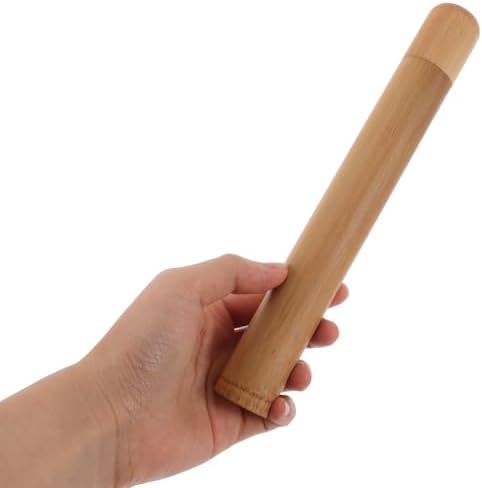 Bamboo Toothbrush Case Portable Travel Holder Round Tube Toothbrush Storage Box Lightweight for Hiking Camping Fits Standard Size Toothbrushes 2 Pack
