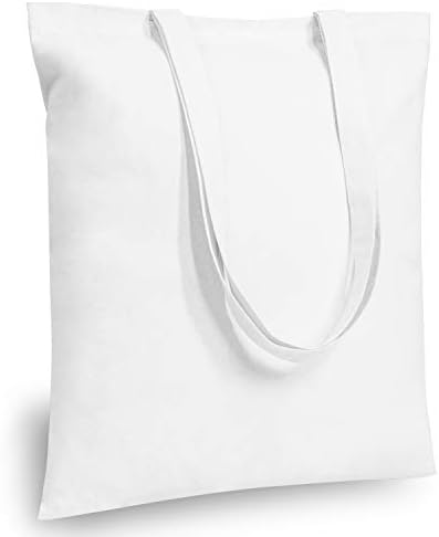TOPDesign 12-Pack Economical 16"x15" White Cotton Tote Bag, Lightweight Medium Reusable Grocery Shopping Cloth Bags, Suitable for DIY, Advertising, Promotion, Gift, Activity