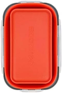 CARTINTS Set of 3 Collapsible Food Storage Containers with Lids, Collapsible Silicone Bowls, Silicone Lunch Containers, For Meal Prep, Camping, Travel, Microwave and Freezer Safe,500ml,Red