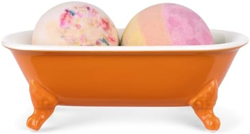 6.5" Mini Clawfoot Bathtub Soap Dish,Bar Soap Holder,Tangerine