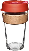 KeepCup Brew Cork, Reusable Glass Tumbler with Natural Cork, Grande Coffee Cup 16oz / 454ml - Daybreak