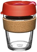 KeepCup Brew Cork, Reusable Glass Tumbler with Natural Cork, Tall Coffee Cup 12oz/340ml - Daybreak