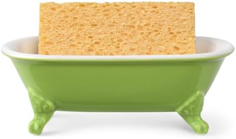 6.5" Ceramic Mini Clawfoot Bathtub Soap Dish,Bar Soap Holder,Lime