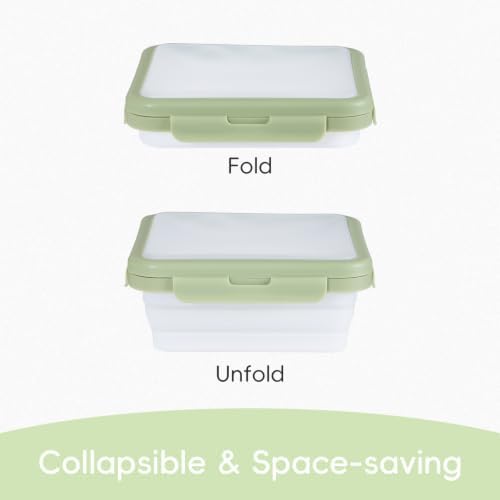 Reusable Silicone Food Storage Container with Lid Avocado Saver(6.5 cups/0.4 gal), Onion Keeper, Foldable Silicone Kitchen Organizers for Fridge