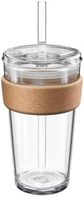 KeepCup Cold Cup - Brew Cork Tempered Glass Ice Coffee Tumbler with Recovered Cork Band, Lid and Straw - 16oz (454ml)