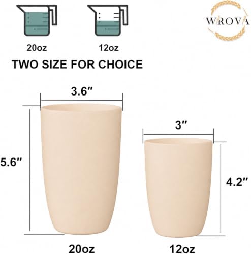 Wrova Wheat Straw Cups 6 PCS Good Alternative to Plastic Reusable Cups 20 oz Unbreakable Drinking Cup Reusable Dishwasher Safe Water Plastic Glasses Beige