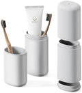 BALUCA Travel Toothbrush Case, Portable Tooth Brush Holder and Toothpaste Cover Container with Mouthwash Cup, Compact Oral Clean Tools Organizer for Traveling/Camping/School/Home - Large Capacity