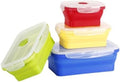 4 Collapsible Food Storage Containers, Silicone Food Storage Containers with Plastic Airtight Lids, Collapsible Storage Containers for Food Camping, Microwave Dishwasher Freezer Safe