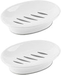 WYOK 2-Pack Soap Dish Plastic Soap Holder with Drainage for Shower (White)