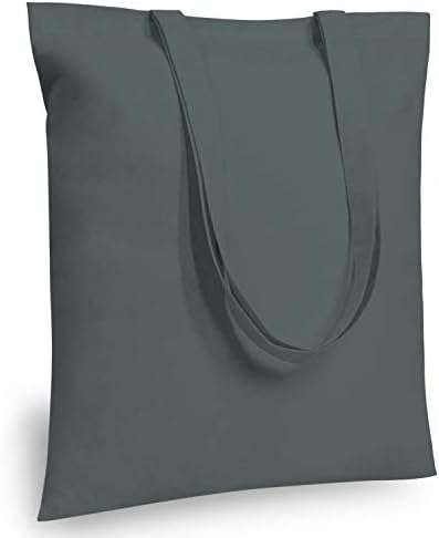 TOPDesign 12-Pack Economical 16"x15" Grey Cotton Tote Bag, Lightweight Medium Reusable Grocery Shopping Cloth Bags, Suitable for DIY, Advertising, Promotion, Gift, Activity