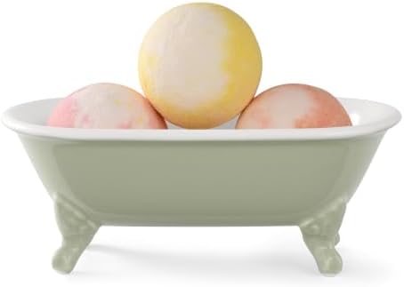 6.5" Mini Clawfoot Bathtub Soap Dish,Bar Soap Holder,Seige Green