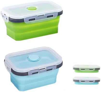 2 Pcs Collapsible Food Storage Containers with Lids and Vent, Silicone Food Storage Containers, Microwave Freezer Dishwasher Safe