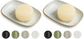Miamolo Soap Dish Bar Cleaner Dish for Shower, Ceramic Soap Dishes for Large Soap Bar Shampoo or Sponge, Shower Soap Dish Soap Saver Tray for Bathroom Kitchen Sink, Easy to Clean (Pack of 2)