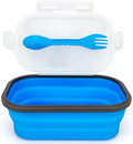 Collapsible Lunch Box Containers, Silicone Bento Box with Airtight Lid and 2 in1 Spoon & Fork, 1000ml Large Portion Reusable Silicone Food Storage Container, Microwave Dishwasher Safe