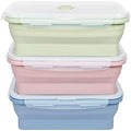 KIGI 【3 PACK】 40.6OZ Collapsible Silicone Bento Box Food Storage Containers with Lids Airtight Meal Prep Containers,Microwave Safe