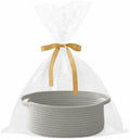 Grey Small Woven Rope Basket with Handles