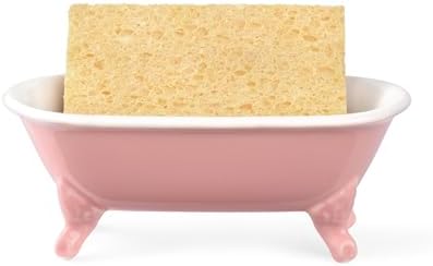 6.5" Ceramic Mini Clawfoot Bathtub Soap Dish,Bar Soap Holder,Rose