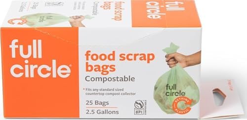 Full Circle Compostable Food Waste Bags 2.5 Gallon 25ct, Extra Thick