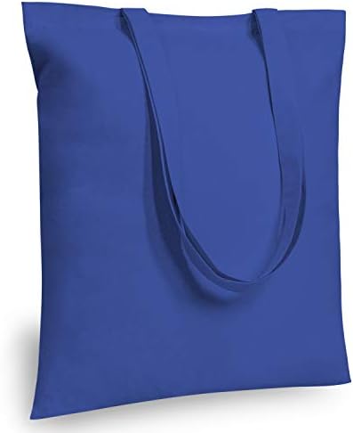 TOPDesign 24-Pack Economical 16"x15" Blue Cotton Tote Bag, Lightweight Medium Reusable Grocery Shopping Cloth Bags, Suitable for DIY, Advertising, Promotion, Gift, Activity