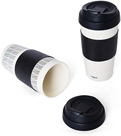 Copco 5237160 Reusable, Insulated Double Wall Travel Mugs 16-ounce White/Black , 2 Count ( Pack of 1)
