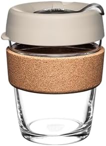 KeepCup Brew Cork, Reusable Glass Tumbler with Natural Cork, Tall Coffee Cup 12oz/340ml - Filter