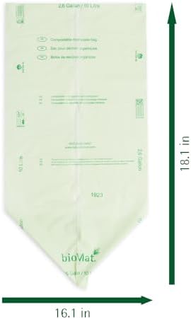bioMat 2.6 Gallon Compostable Food Scrap Bags, 125 Count