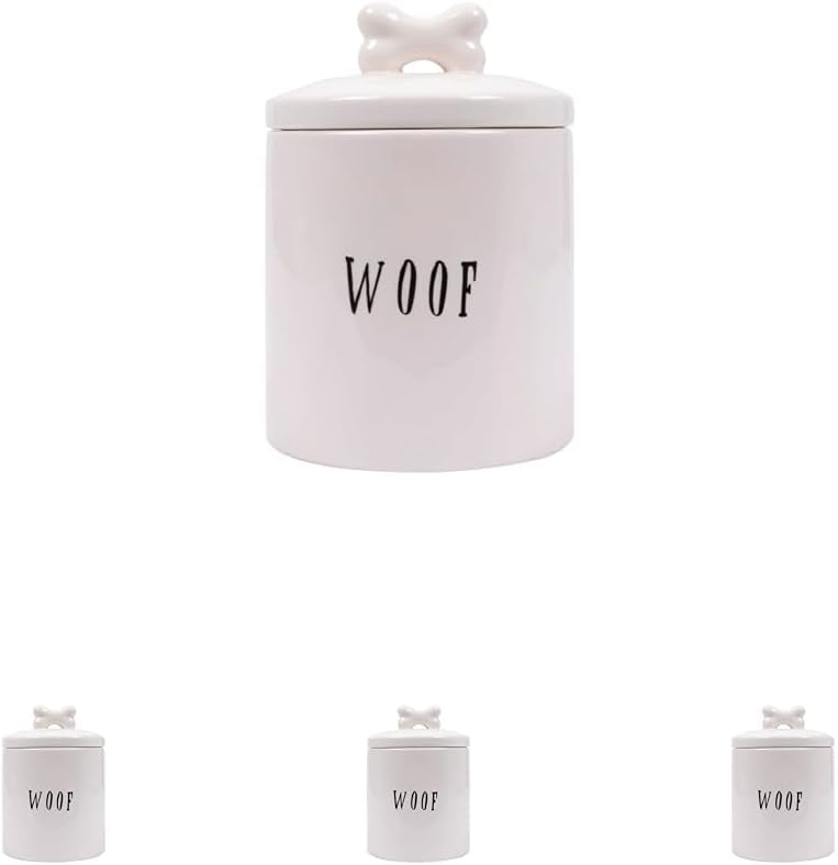 Creative Co-Op Woof Jar with Bone Handle on Lid (Pack of 4)
