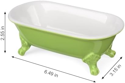 6.5" Ceramic Mini Clawfoot Bathtub Soap Dish,Bar Soap Holder,Lime