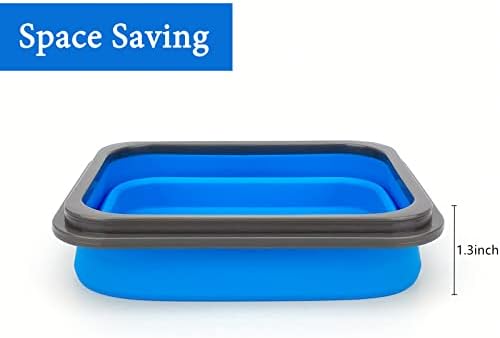 Small Silicone Collapsible Snacks Container with lid and 2 in 1 Spoon & Fork, Food Grade Silicone Bento Lunch Container, For Leftovers Meal Prep, Microwave/Freezer/Dishwasher Safe, 700ml