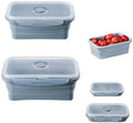 Silicone Collapsible Food Storage Containers-Prep/Storage Bowls with Lids – Set of 2 Silicone Lunch Containers for Kitchen, Camping, Dishwasher, Microwave, Freezer Safe(550ML and 800ML, Blue)