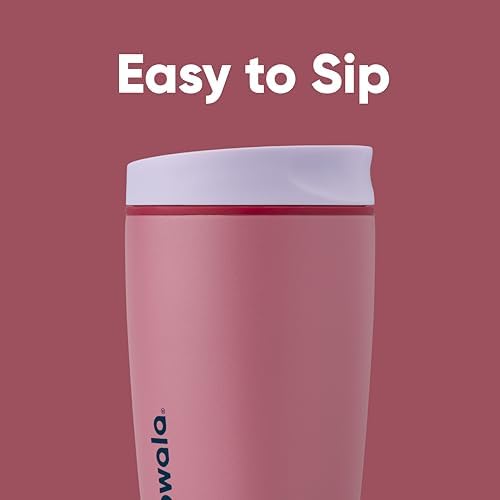 Owala SmoothSip Slider Insulated Stainless Steel Coffee Tumbler, Reusable Iced Coffee Cup, Hot Coffee Travel Mug, BPA Free 12 oz, Crochet Queen