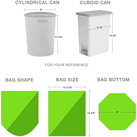 2-2.6 Gallon Trash Bags, Inwaysin Bathroom Garbage Bags, Biodegradable Small Trash Bags, Size Expanded, Clear Green, 10L, 100Bags