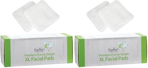 ForPro Premium Pure & Simple XL Facial Pads, Triple Layered Ultra Soft Disposable Makeup Remover Pads, 100% Vegan & Cruelty-Free, 60-Count, (Pack of 2)