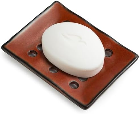 Bar Soap Holder Shower, Ceramic Bathroom Soap Dish with Drainage