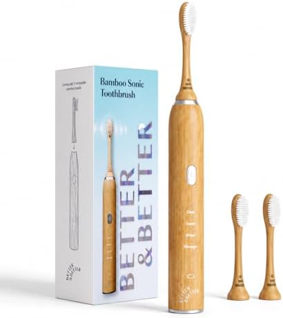 Better & Better Bamboo Sonic Electric Toothbrush | 37,000 VPM | Plant-Based Bristles, No Microplastics | 4 Modes, 2-Min Timer | Rechargeable | Soft, Eco-Friendly | Safe for Braces & Sensitive Gums