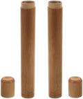 Bamboo Toothbrush Case Portable Travel Holder Round Tube Toothbrush Storage Box Lightweight for Hiking Camping Fits Standard Size Toothbrushes 2 Pack
