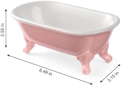 6.5" Ceramic Mini Clawfoot Bathtub Soap Dish,Bar Soap Holder,Rose
