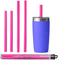 Reusable Drinking Straws + Case – Fits 8–20 oz Cups/Tumblers – Soft, BPA-Free, Food Grade, Oval (Less Pucker) – DW | MW Safe – Hot/Cold Coffee/Tea/Water/More - Made in USA, Pink