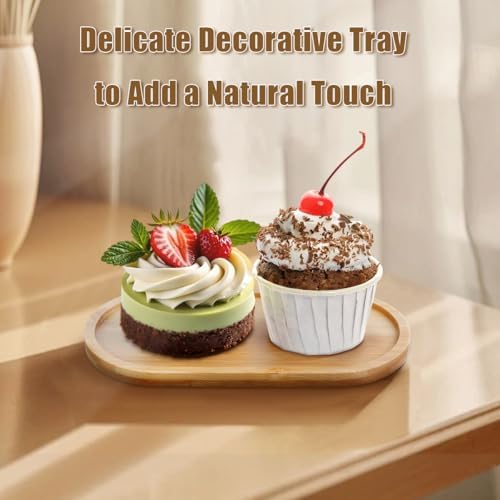 6Pcs Bamboo Tray for Bathroom, Small Wooden Trays Decorative for Candle