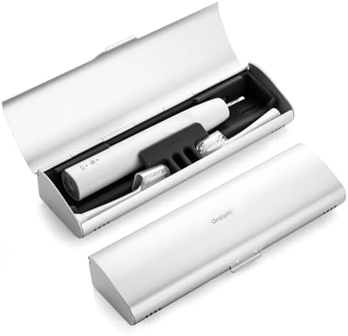 Aluminum Electric Toothbrush Travel Case, 2 in 1 Travel Toothbrush Holder for Oral B/Oral-B Pro 1000 1500 5000 and Most Electric Toothbrush for Traveling, Removable Silicone Liner-Silver